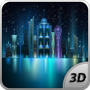 Space City 3D - Обои с часами, погодой и батарейкой