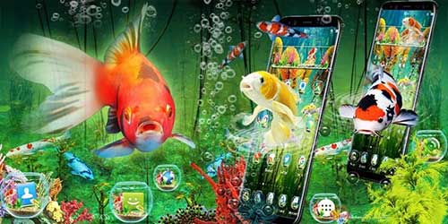 Тема 3D Aquarium Japaneses Koi Fish на Андроид